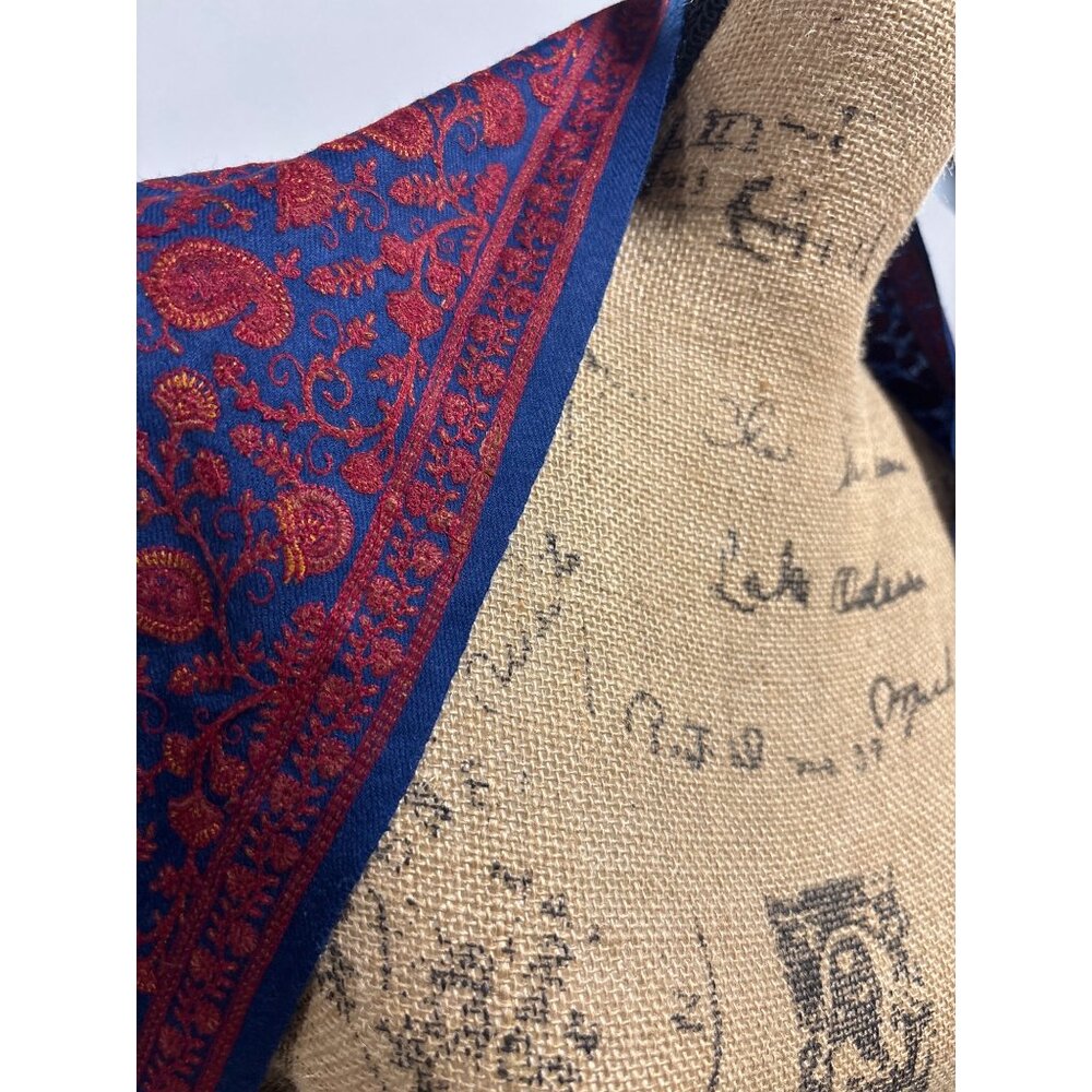 Luxurious Reversible Blue & Red Paisley Shawl Wrap Headcover Long Boho - Picture 6 of 7